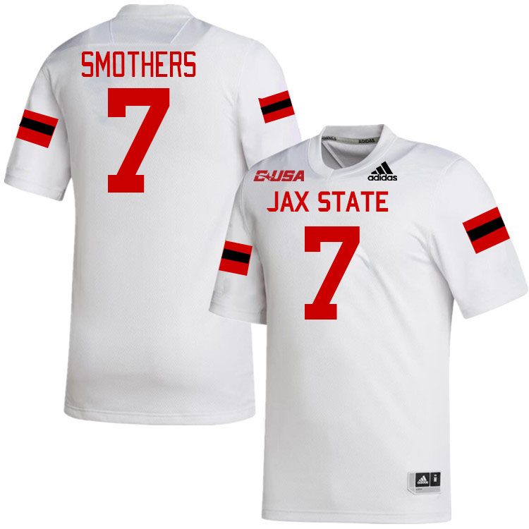 #7 Logan Smothers Jacksonville State Gamecocks College Football Jerseys Stitched-White